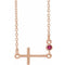 Collier croix latérale en or rose 14 carats et tourmaline rose naturelle, 40-45 cm