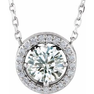 Collier de 40 cm (16 pouces) en or blanc 14 carats serti de diamants naturels (0,5 carat au total).