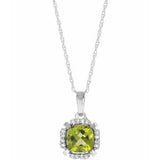 Collier de 45,7 cm (18 pouces) en or 14 carats, péridot blanc naturel et diamants naturels (0,04 carat au total).