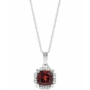 Collier de 45,7 cm (18 pouces) en or 14 carats, serti d'un grenat blanc naturel du Mozambique et de diamants naturels (0,04 carat au total).