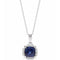 Collier de 45,7 cm (18 pouces) en or blanc 14 carats, saphir bleu de laboratoire et diamants naturels (0,04 carat au total).