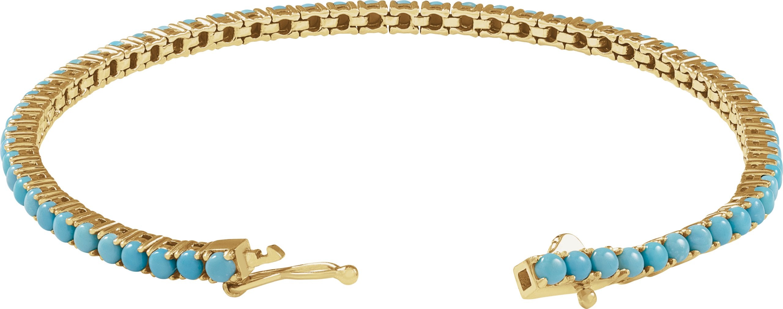 14K Yellow Gold Natural Turquoise Line 7 1/2" Bracelet