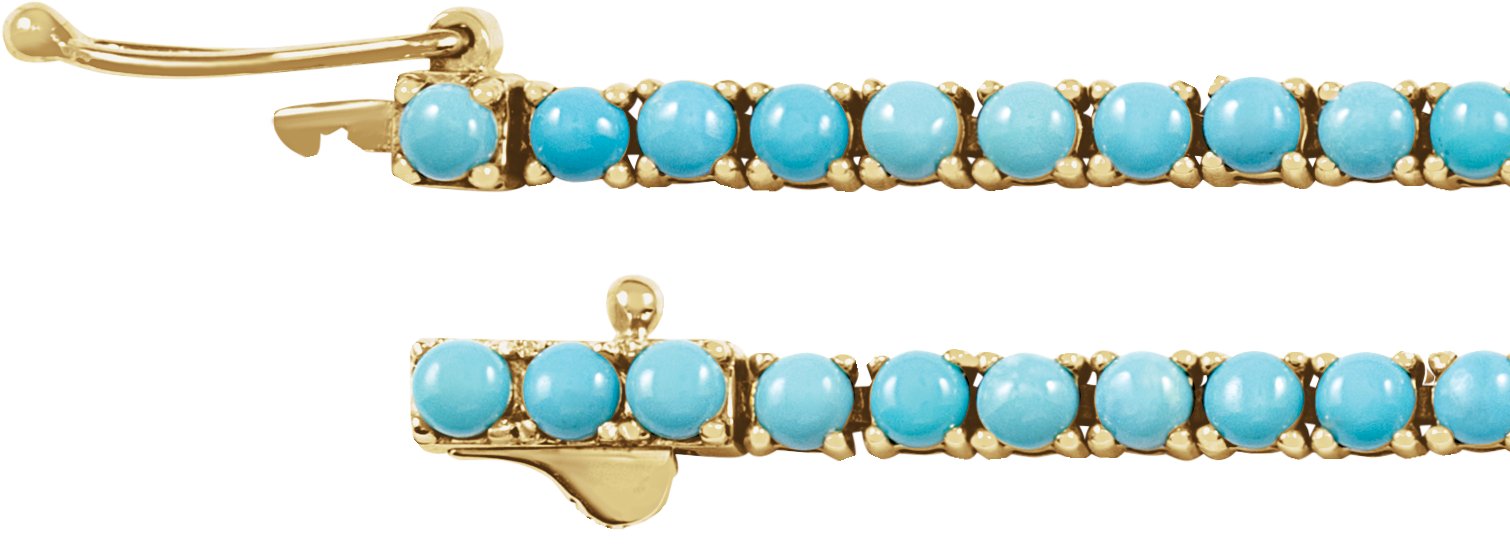 14K Yellow Gold Natural Turquoise Line 7 1/2" Bracelet