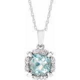 Collier de 45,7 cm (18 pouces) en or 14 carats, orné d'une aigue-marine blanche naturelle et de diamants naturels (0,04 carat au total).