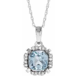Collier de 45,7 cm (18 pouces) en or blanc 14 carats, topaze bleu ciel naturelle et diamants naturels (0,04 carat au total).