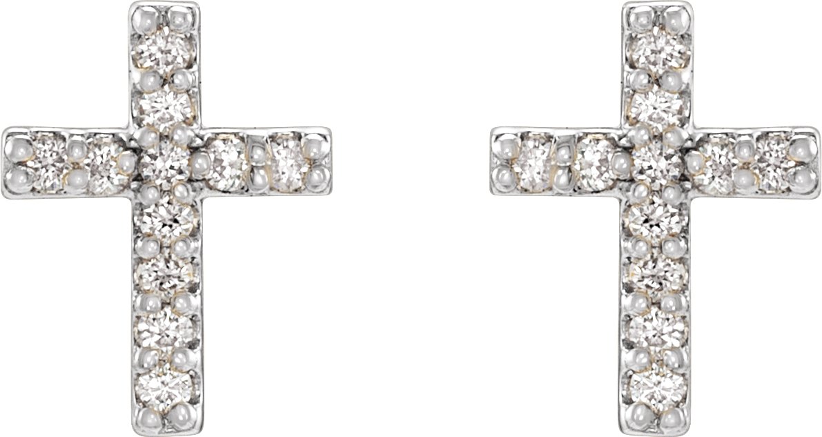 14K White Gold .05 CTW Natural Diamond Cross Earrings