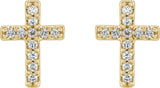 14K Yellow Gold .08 CTW Natural Diamond Cross Earrings