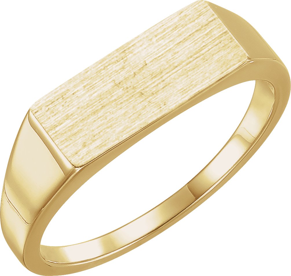 14K Yellow Gold 15x7 mm Rectangle Signet Ring