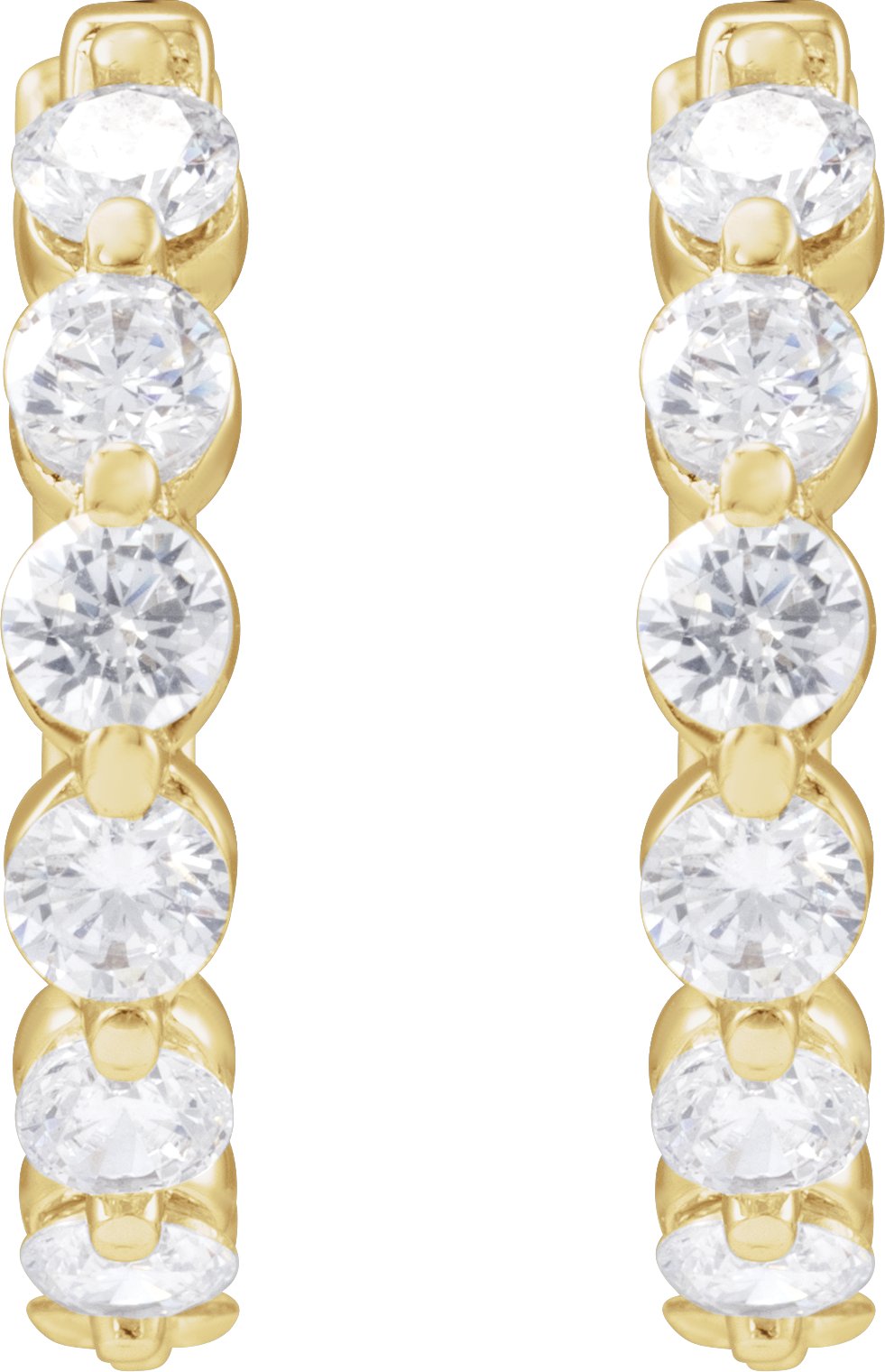 14K Yellow Gold 1 CTW Lab-Grown Diamond Hoop Earrings