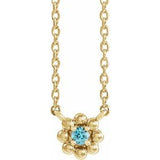 Collier pour enfant de 40 cm (16 pouces) en or jaune 14 carats avec zircon bleu naturel.