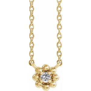 Collier pour enfant de 40 cm (16 pouces) en or jaune 14 carats avec diamants naturels (0,03 carat au total).