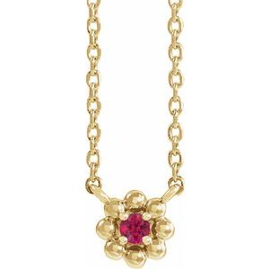 Collier pour enfant de 40 cm (16 pouces) en perles de rubis jaunes 14 carats cultivés en laboratoire