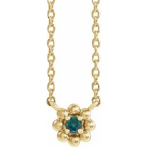 Collier pour enfant de 40 cm (16 pouces) en perles d'alexandrite jaune 14 carats cultivée en laboratoire