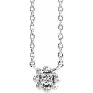 Collier pour enfant de 40 cm (16 pouces) en or blanc 14 carats avec diamants naturels (0,03 carat au total).