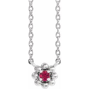 Collier pour enfant de 40 cm (16 pouces) en argent sterling et rubis de laboratoire