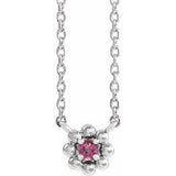 Collier pour enfant en argent sterling et tourmaline rose naturelle, 40 cm (16 pouces).