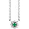 Collier pour enfant de 40 cm (16 pouces) orné de perles d'émeraudes blanches cultivées en laboratoire et de 14 carats