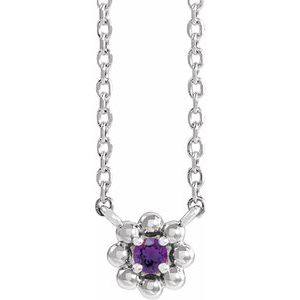 Collier pour enfant en argent sterling et améthyste naturelle, 40 cm (16 pouces).