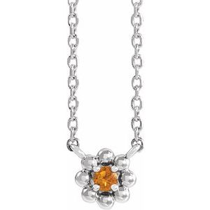 Collier jeune en perles de citrine naturelle platine 16 pouces