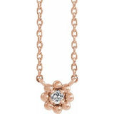 Collier pour enfant de 40 cm (16 pouces) en or rose 14 carats avec diamants naturels de 0,03 carat au total.