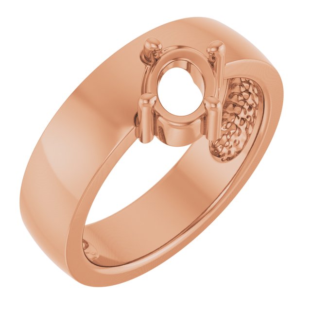 Monture de bague solitaire ovale asymétrique 7x5 mm en or rose 14 carats