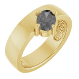 Bague solitaire asymétrique en spinelle gris naturel jaune 14 carats