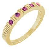 Bague empilable en or jaune 14 carats et tourmaline rose naturelle