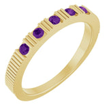 Bague empilable en or jaune 14 carats et améthyste naturelle