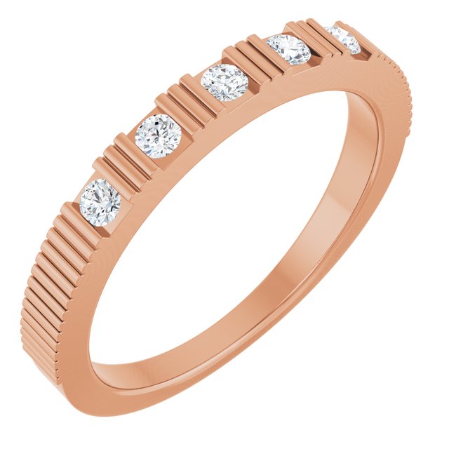 Bague empilable en or rose 14 carats et saphir blanc naturel