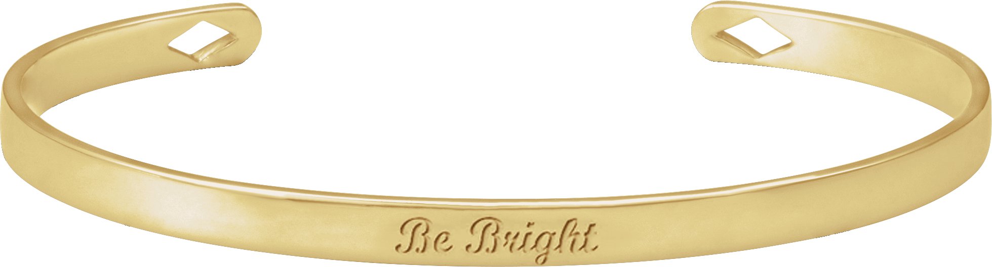 14K Yellow Gold Engravable Diamond Pierced Cuff 7" Bracelet