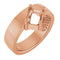 Bague solitaire asymétrique en or rose 14 carats avec émeraude de 7 x 5 mm