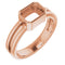 Monture de bague en or rose 14 carats avec émeraude de 7 x 5 mm