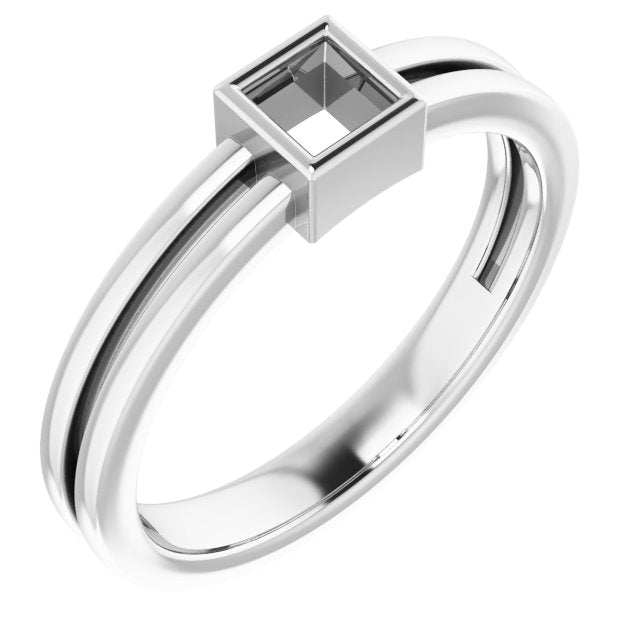 Bague de montage carrée 3,25 mm en or blanc 14 carats