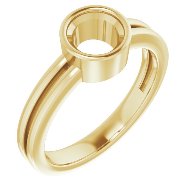 Bague de montage ronde en or jaune 18 carats de 6 mm