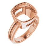 Bague coussin 11 mm en or rose 14 carats