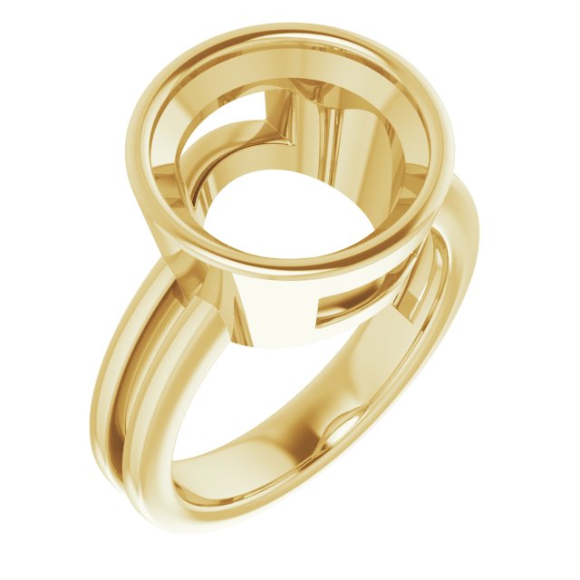 Bague de montage ronde en or jaune 14 carats de 12 mm