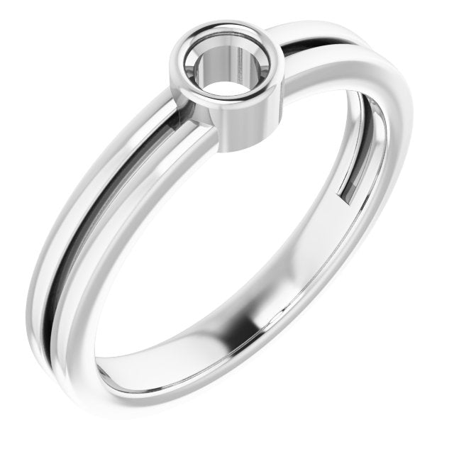 Bague de montage ronde en or blanc 18 carats de 3,4 mm