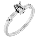 Bague de montage ovale accentuée blanche 14K 6x4 mm