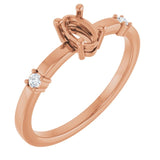 Bague semi-sertie en diamant naturel ovale rose 14 carats 6 x 4 mm 0,05 CTW