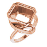 Bague sertie d'une émeraude rose 10K de 12 x 10 mm