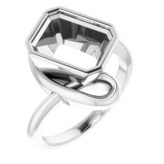 Monture de bague Continuum en argent sterling avec émeraude de 10 x 8 mm