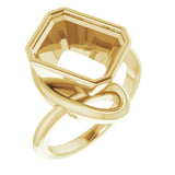 Monture de bague en émeraude jaune 18 carats de 11 x 9 mm