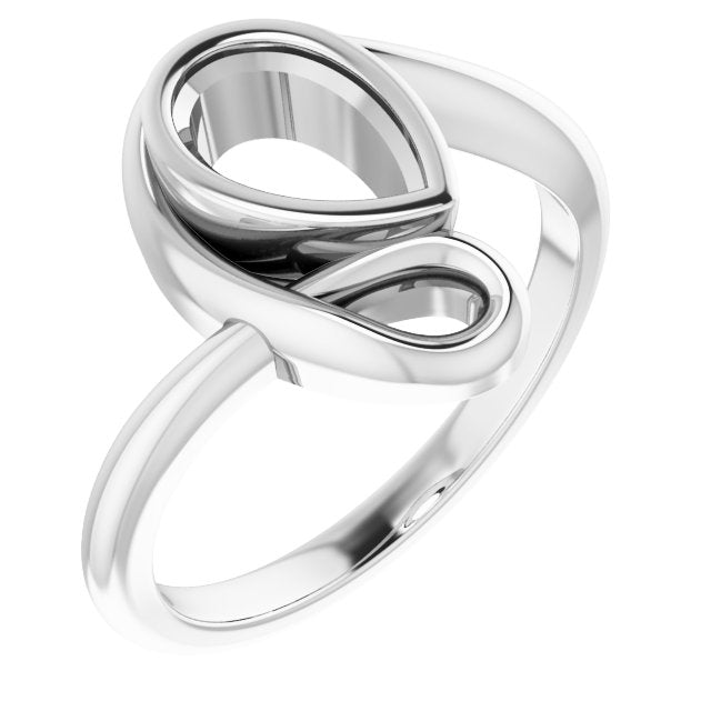 Bague de montage en forme de poire 10K blanche 8x5 mm