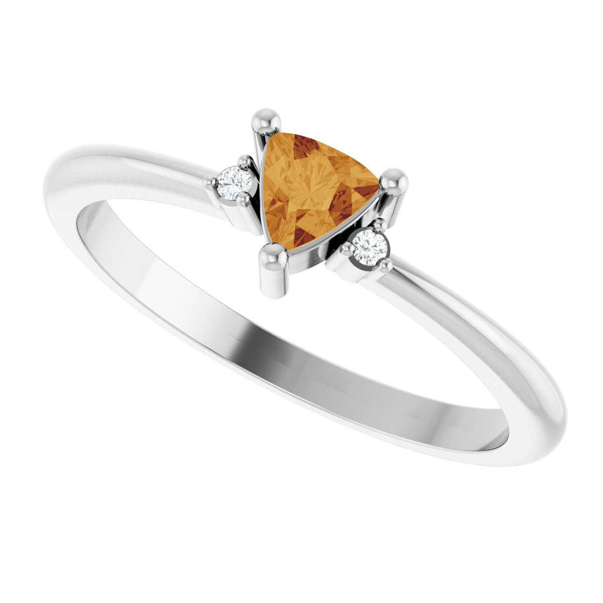 14K White Gold Natural Citrine & .015 CTW Natural Diamond Ring