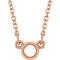 Solitaire rond serti clos en or rose 14 carats, 3 mm, monture collier 18 pouces