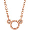 Solitaire rond serti clos en or rose 14 carats, 3,4 mm, monture collier 18 pouces