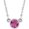 Collier solitaire en argent sterling rhodié et tourmaline rose d'imitation, 40 cm
