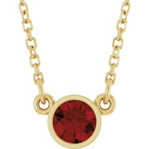 Collier solitaire en grenat naturel du Mozambique jaune 14 carats, 40 cm (16 pouces).