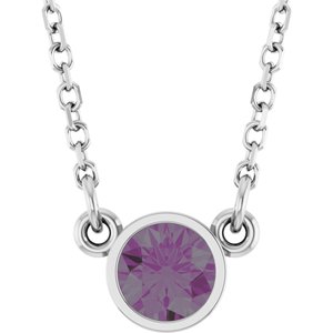 Collier solitaire en argent sterling rhodié avec imitation alexandrite, 40 cm