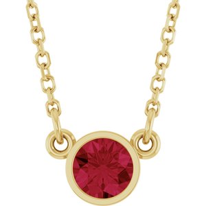 Collier solitaire en rubis jaune 14 carats de laboratoire, 40 cm (16 pouces).